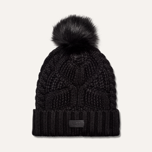 Load image into Gallery viewer, BLACK CABLE BEANIE WITH POM
