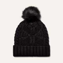 Load image into Gallery viewer, BLACK CABLE BEANIE WITH POM
