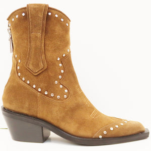SUEDE WESTERN BOOT WITH STUDS