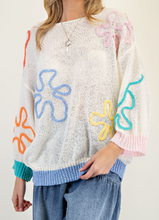 Load image into Gallery viewer, LONG-SLEEVES-FLOWER-KNITTED-SWEATER-FRONT-VIEW
