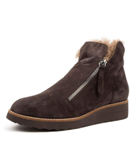 Load image into Gallery viewer, OPAL FUR SUEDE WEDGE BOOT
