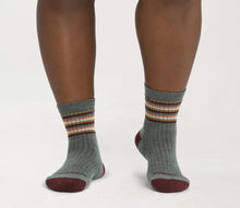 Load image into Gallery viewer, WOMEN'S MULTI STRIPE CUSHIONED MICRO CREW SOCKS
