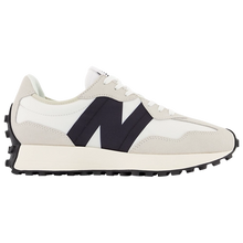 Load image into Gallery viewer, White sneaker with a black &#39;N&#39; logo on a white background
