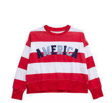 Load image into Gallery viewer, AMERICA-RUGBY-STRIPED-SWEATSHIRT-FRONT-VIEW
