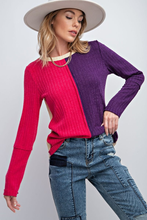 Load image into Gallery viewer, COLOR BLOCK RIBBED TOP
