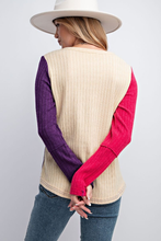 Load image into Gallery viewer, COLOR BLOCK RIBBED TOP
