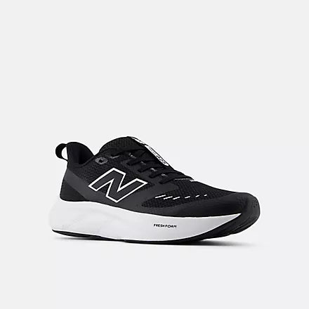Black-running-shoe-with-white-sole-on -light-gray-background