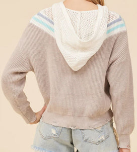 COMBO HOODED SWEATER